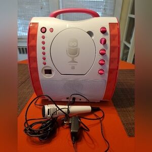 Portable Singing Machine Karaoke System - White and Pink